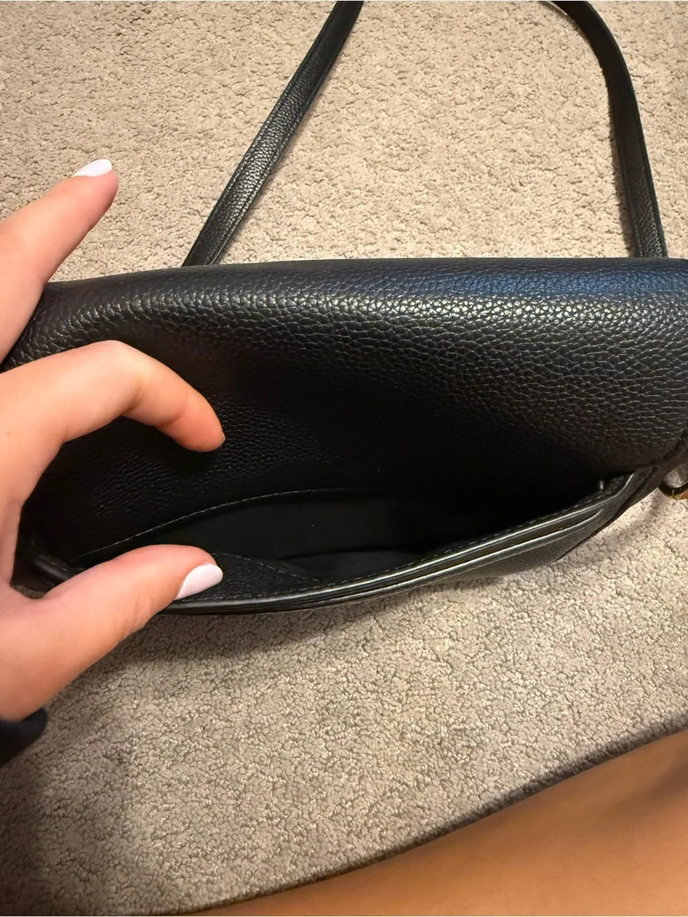 Tory Burch Black Leather Crossbody with Gold Logo Medallion